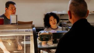 Fresh To Go owners chatting with a customer