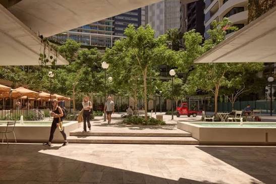 Shoppers walking through the plaza at Festival Place, Newstead, near the Aje archive sale