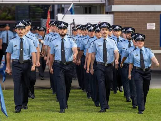 New constables marching at their Queensland Police Service graduation parade