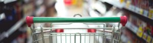 Shopping trolley in a supermarket aisle, illustrating the Fortitude Valley Woolworths ranking